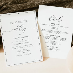Invitation Mariage Minimaliste Classique Noir et Blanc