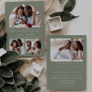Invitation Mariage Minimaliste Collage de Photos d'Archive Ve
