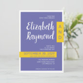 Invitation Mariage minimaliste contemporain violet jaune mode (Debout devant)
