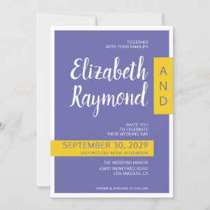 Invitation Mariage minimaliste contemporain violet jaune mode