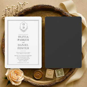Invitation Mariage Minimaliste Crête Noir et Blanc
