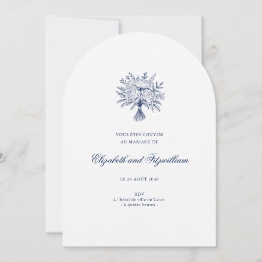 Invitation Mariage minimaliste de bouquet nuptial (Devant)
