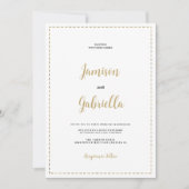 Invitation Mariage minimaliste de calligraphie blanche et or (Devant)
