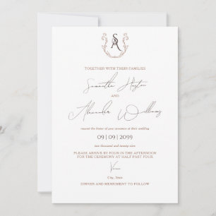 Invitation Mariage minimaliste de calligraphie préppie Mocha