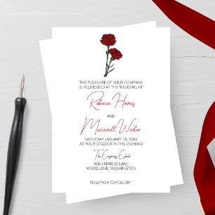 Invitation Mariage minimaliste de carnation rouge