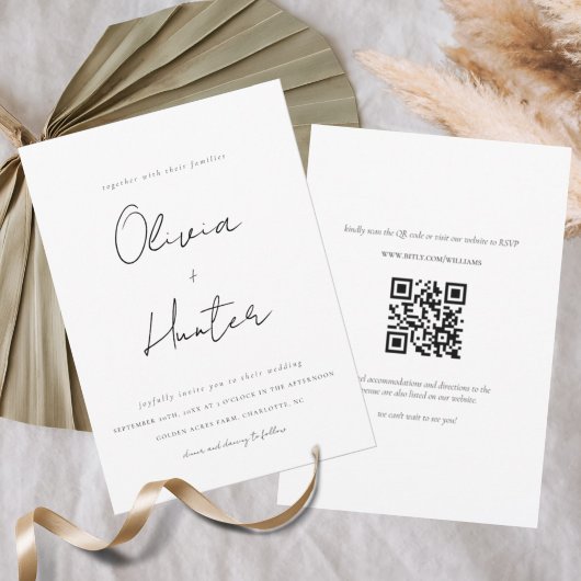 Invitation Mariage minimaliste de code QR