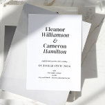 Invitation Mariage minimaliste de design noir et blanc<br><div class="desc">Élégante et minimaliste,  cette faire-part de mariage moderne présente un design typographique épuré et simple et tendance,  en noir et blanc.</div>