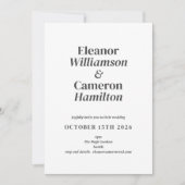 Invitation Mariage minimaliste de design noir et blanc (Devant)