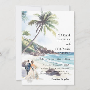 Invitation Mariage minimaliste de destination de plage d'été