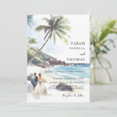 Invitation Mariage minimaliste de destination de plage d'été (Debout devant)