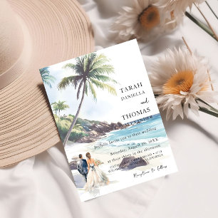 Invitation Mariage minimaliste de destination de plage d'été