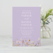 Invitation Mariage minimaliste de Fleur sauvage violet Lavend (Debout devant)