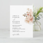 Invitation Mariage minimaliste de fleurs bohème (Debout devant)