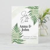 Invitation Mariage minimaliste de foune verte (Debout devant)