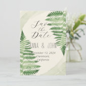 Invitation Mariage minimaliste de foune verte (Debout devant)