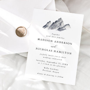 Invitation Mariage minimaliste de la montagne gris