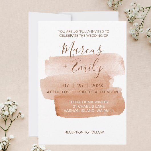 Invitation Mariage minimaliste de l'aquarelle moderne