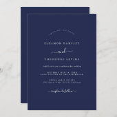 Invitation Mariage minimaliste de marine moderne (Devant / Derrière)