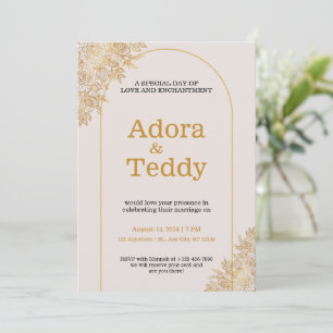 Invitation Mariage minimaliste de marque blanche et or person