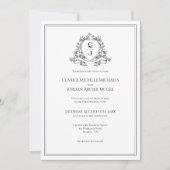 Invitation Mariage minimaliste de monogramme noir et blanc (Devant)