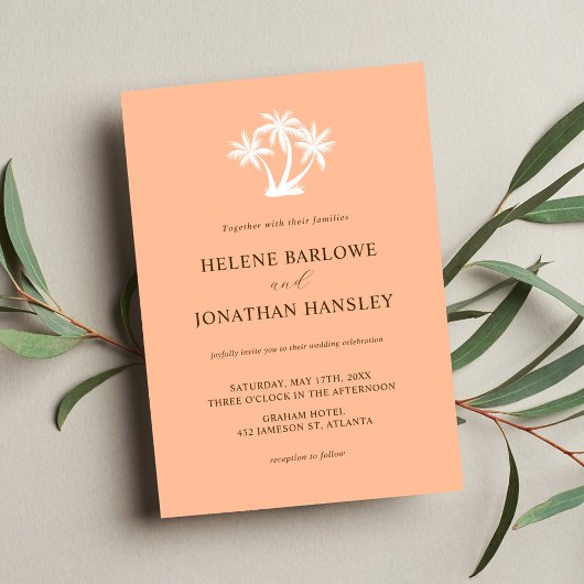 Invitation Mariage minimaliste de palmiers tropicaux
