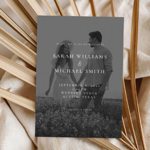 Invitation Mariage minimaliste de photo noir et blanc moderne