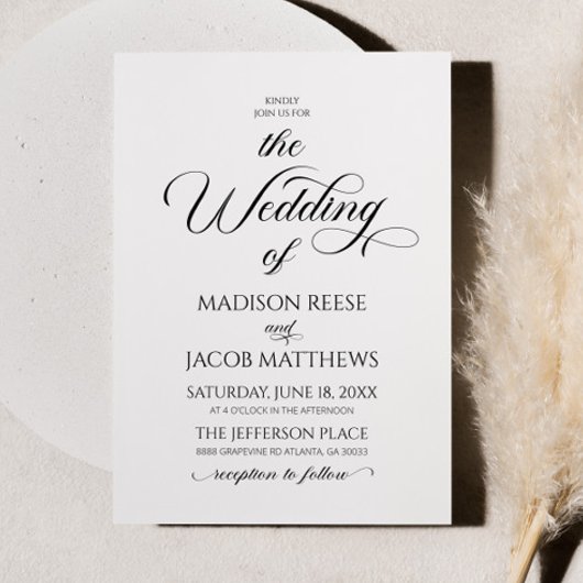 Invitation Mariage minimaliste de script élégant classique