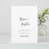 Invitation Mariage minimaliste de script moderne blanc noir (Debout devant)