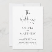 Invitation Mariage minimaliste de script moderne + détails QR (Devant)