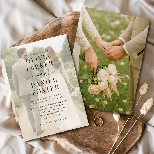 Invitation Mariage minimaliste de superposition photo moderne