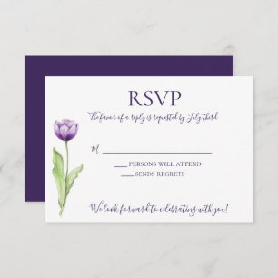 Invitation Mariage minimaliste de tulipe simple violet profon