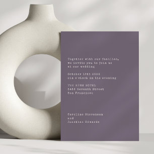 Invitation Mariage Minimaliste de Typographie de Machine à Éc