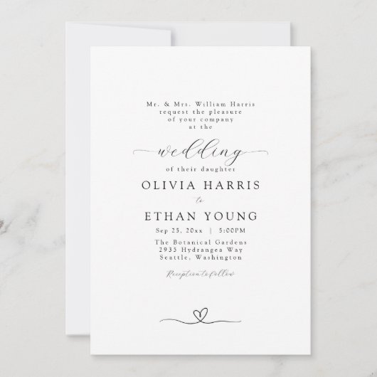 Invitation Mariage minimaliste de typographie moderne (Devant)