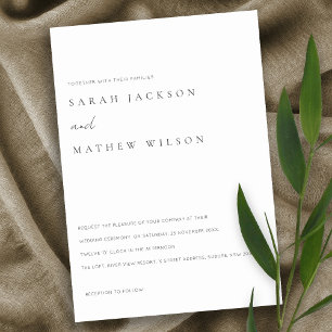 Invitation Mariage minimaliste de typographie noir et blanc