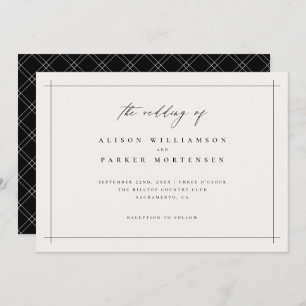 Invitation Mariage minimaliste de typographie noir et ivoire