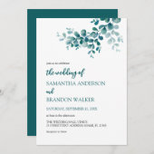 Invitation Mariage minimaliste de verdure eucalyptus (Devant / Derrière)
