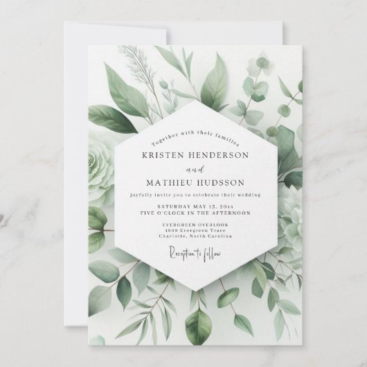 Invitation Mariage Minimaliste de Verdure Sauge (Devant)