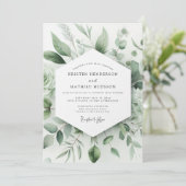 Invitation Mariage Minimaliste de Verdure Sauge (Debout devant)