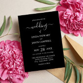 Invitation Mariage minimaliste d'élégance moderne noir et bla