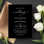 Invitation Mariage minimaliste d'élégance moderne noir et bla