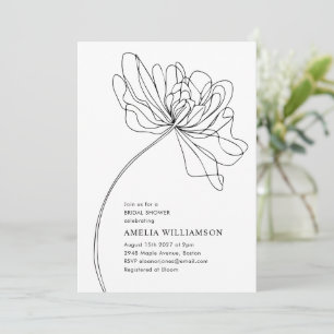 Invitation Mariage Minimaliste Dessin Fleur Noir Et Blanc Sho