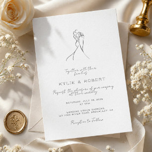 Invitation Mariage Minimaliste Dessiné à la Main pour un Coup