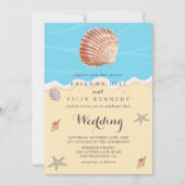 Invitation Mariage Minimaliste d'Été Océan Bleu (Devant)