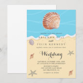 Invitation Mariage Minimaliste d'Été Océan Bleu (Devant / Derrière)