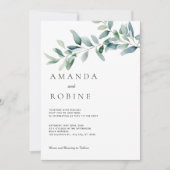 Invitation Mariage minimaliste d'eucalyptus (Devant)