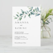 Invitation Mariage minimaliste d'eucalyptus (Debout devant)