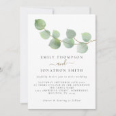 Invitation Mariage minimaliste d'Eucalyptus vert (Devant)