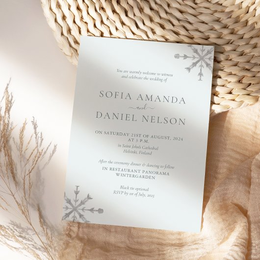 Invitation Mariage minimaliste d'hiver de neige