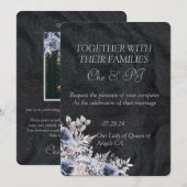 Invitation Mariage minimaliste d'hiver noir (Devant / Derrière)