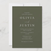 Invitation Mariage minimaliste d'olive moderne (Devant)
